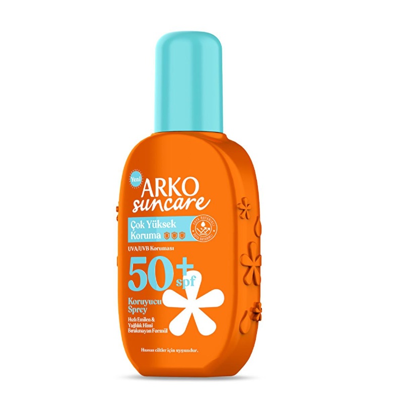 Arko Sun Care SPF 50+ Sunscreen Spray: UVA & UVB Protection, Reef Safe, Non-Greasy, Water Resistant – 200ml