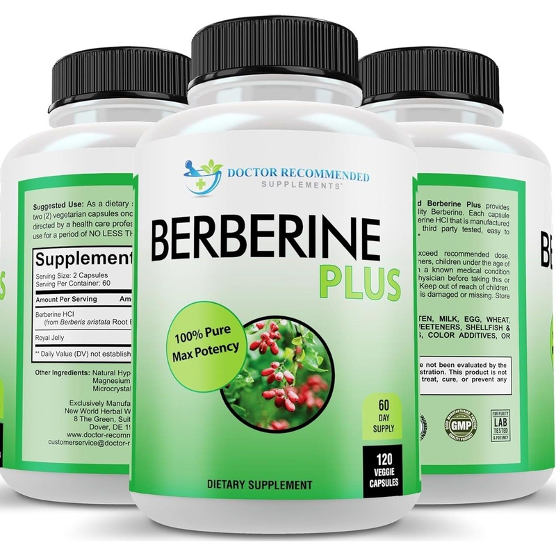 Doctor Recommended Berberine Plus 1200mg  120 Veggie Capsules | High-Potency Single-Ingredient Formula with Royal Jelly for Daily Health Support 120 Count (Pack Of 1)