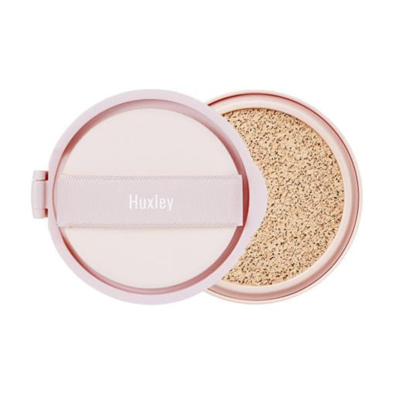 Huxley Essence Cover Cushion Unseen Layer SPF23 PA++ 12g [Refill] (2 Colors) | Lightweight, Dewy Coverage with Cactus Flower Keratinase 01 Desert peach