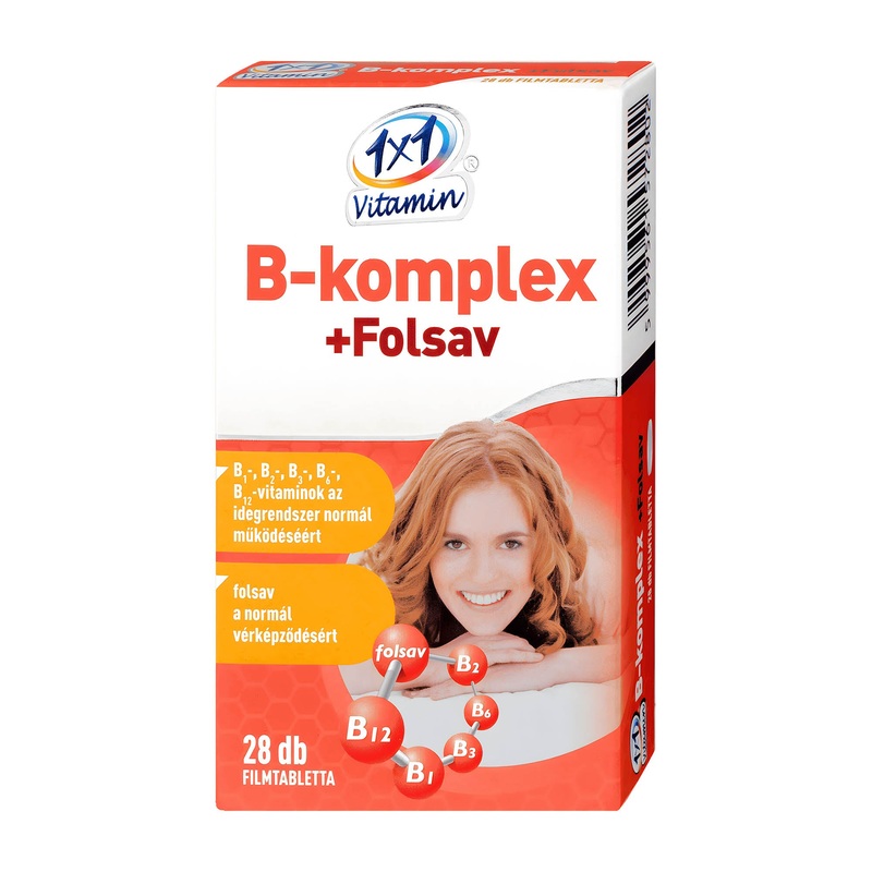 1×1 Vitamin B-Complex + Folate Film-Coated Tablets, 28 Count