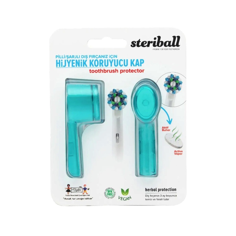 Steriball Turquoise Toothbrush Holder – Hygienic Storage for Steriball Toothbrushes, 2 Pack