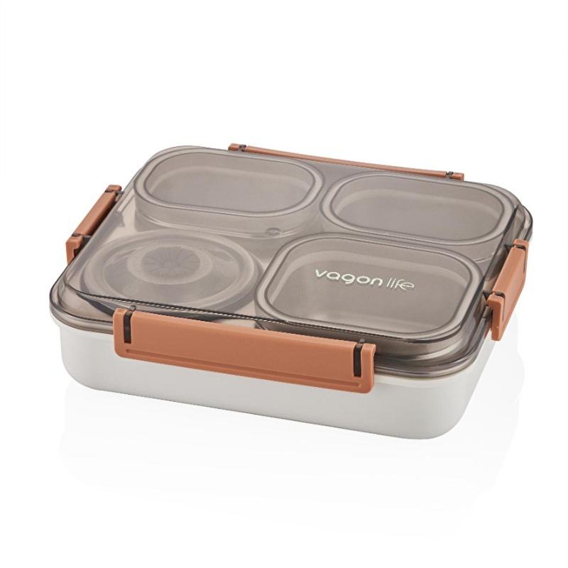 Vagon Life 1200ml Stainless Steel Lunch Box – Leakproof Bento Box with Compartments for Fresh Food Storage, Durable Metal Food Container
