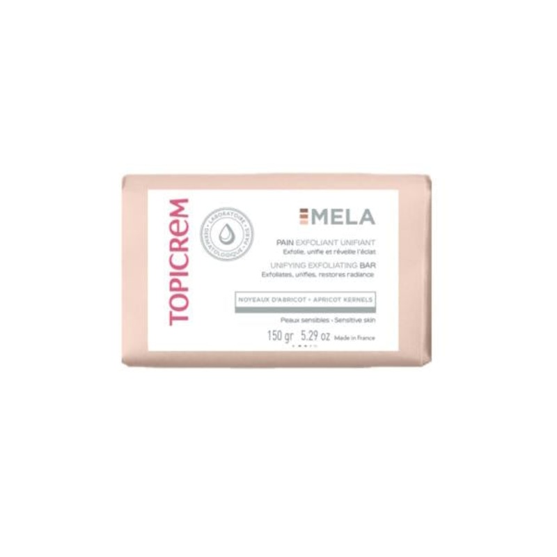 Topicrem Mela Unifying Exfoliating Bar: Gentle Apricot Scrub for Sensitive Skin, Brightening & Cleansing  Reveal Smoother, Brighter Skin.