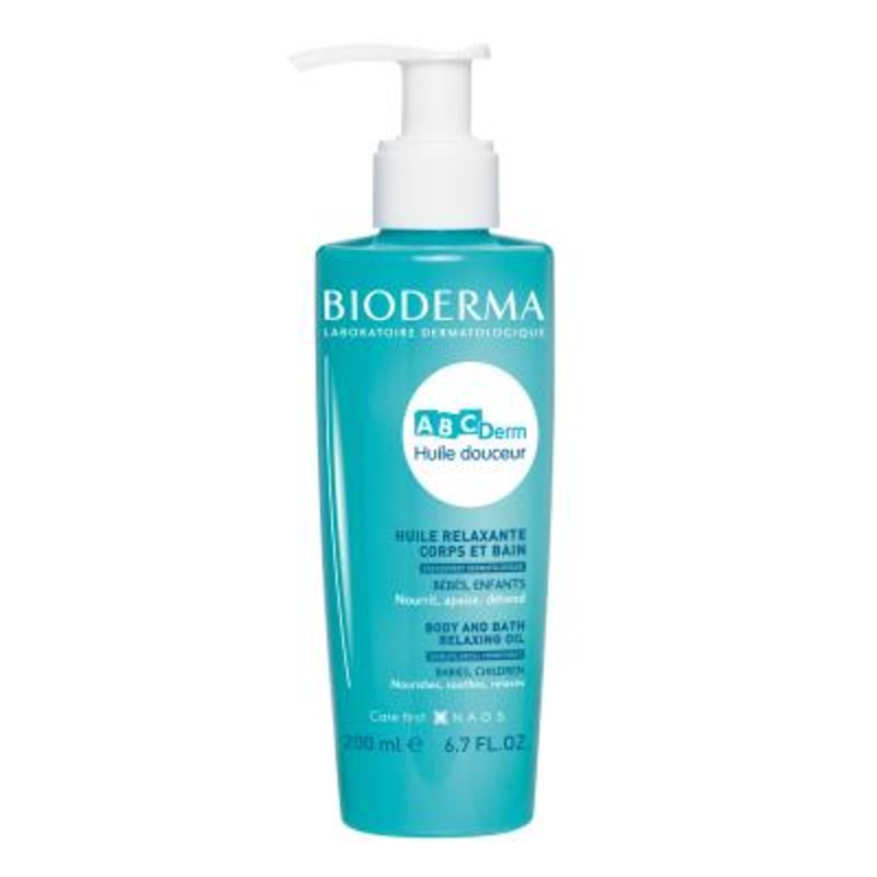 Bioderma ABCDerm Relaxing Oil – Hypoallergenic Baby Massage Oil for Sensitive Skin, 6.76 fl oz