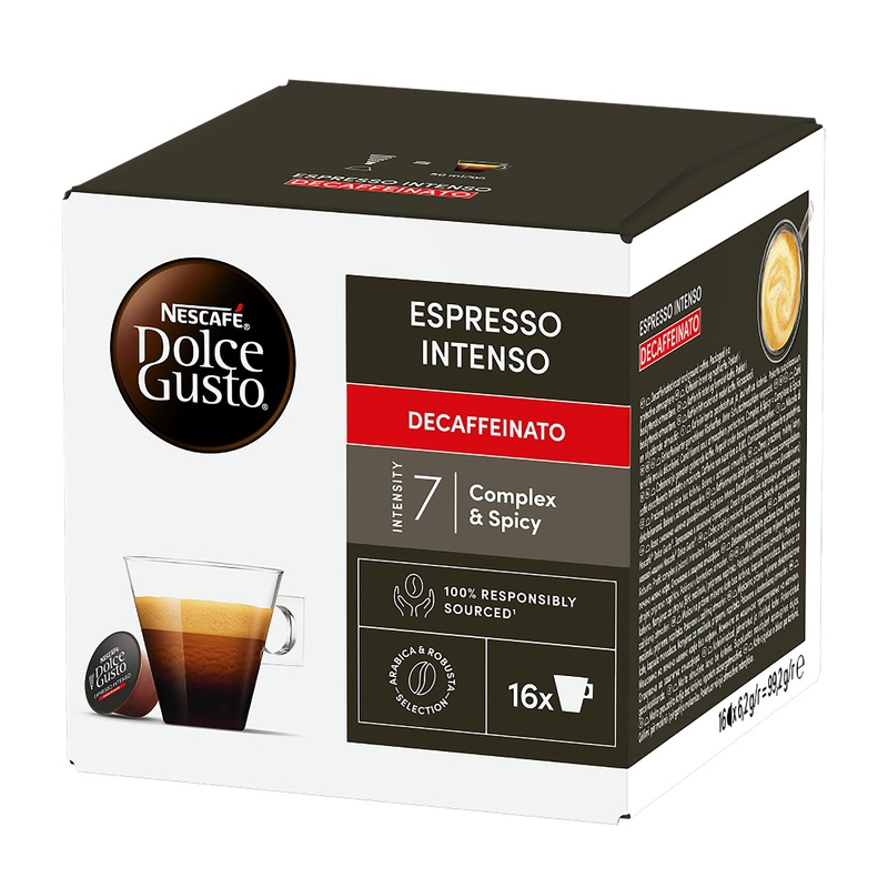 Nescafe Dolce Gusto Espresso Intenso Decaffeinato coffee capsules, 16 cups