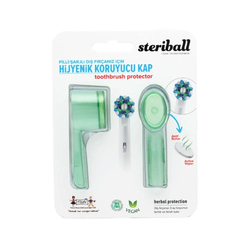 Steriball Hygienic Toothbrush Holder – Green, Pack of 2 for Bathroom Organization