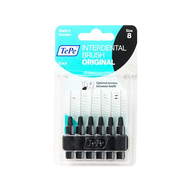 Tepe Interdental Brush 6-Pack – 1.5 mm, Black – Effective Oral Hygiene for Tight Spaces