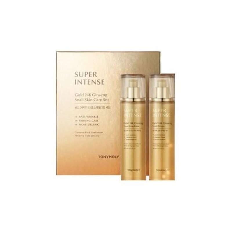 TONYMOLY SUPER INTENSE Gold 24K Ginseng Snail Set | Firming, Anti-Wrinkle & Deep Hydration