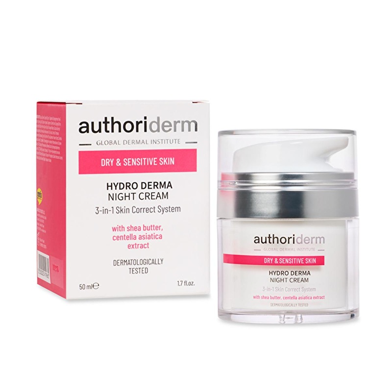 Authoriderm Night Cream for Dry, Sensitive Skin: Rejuvenating Shea Butter Formula – Even Skin Tone, Hydrating, 50ml
