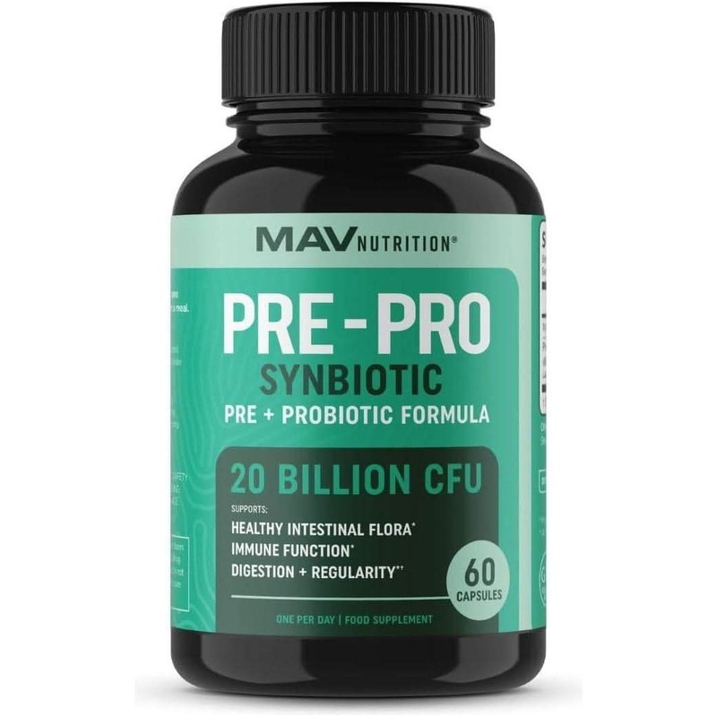 MAV Nutrition Probiotic & Prebiotic Capsules – 20 Billion CFU (60 Ct) | Gut Health & Digestive Support