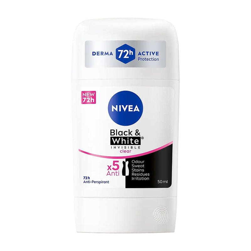 Nivea Black & White Invisible clear 72h anti-perspirant stick, 50 mL