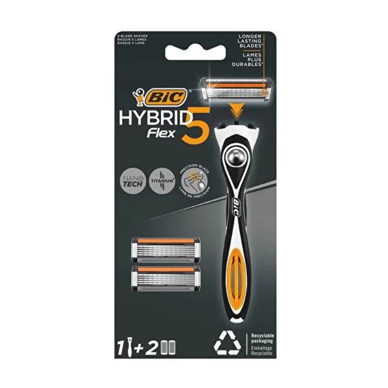 BIC Men’s Razor – BIC Flex5 Hybrid Razor with 5 Nano-Technological Blades, Precision Shaving, Close Shave