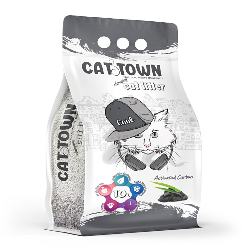 Cat Town Activated Carbon Fine Cat Litter: 10L Superior Odor Control, Easy Clean Clumping, Fresh & Sanitary