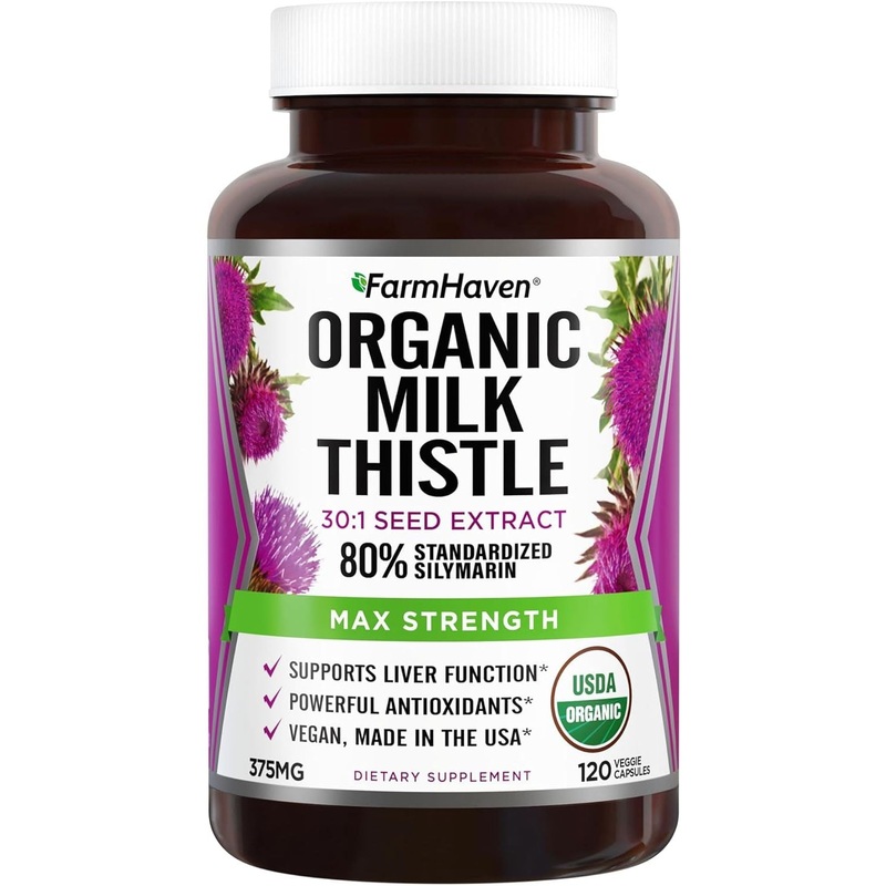 FarmHaven Organic Milk Thistle  120 Capsules | 11,250mg Equivalent for Liver, Skin & Immune Support