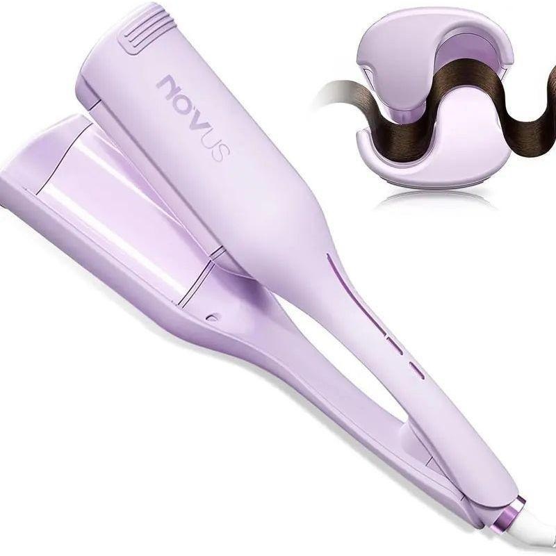 Rovy Wave Curling Iron – NOVUS Anti-Scald Hair Crimper | Fast-Heating, Frizz-Free Waves Purple