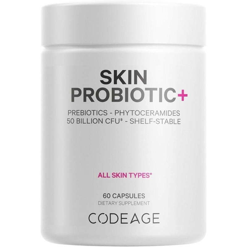 Codeage Skin Probiotics + Prebiotics  60 Capsules | 50 Billion CFUs, Phytoceramides, Ayurvedic Botanicals & Vitamin C for Radiant Skin 1