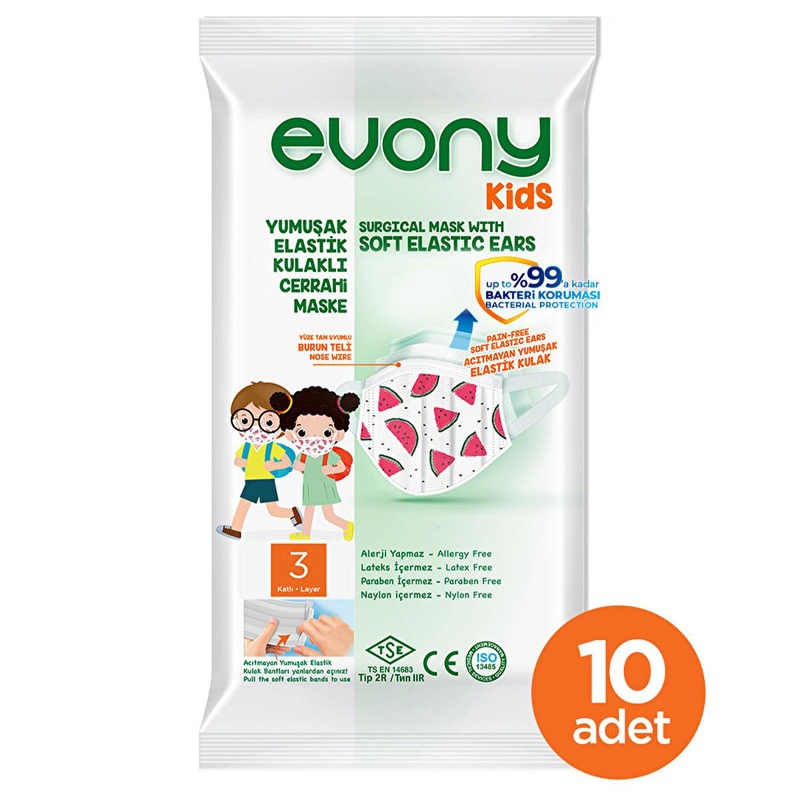 Evony Children’s Face Mask: 10-Pack – TSE Certified, Soft, Comfortable, & Allergy-Free Kids Face Masks for Reliable Respiratory Protection