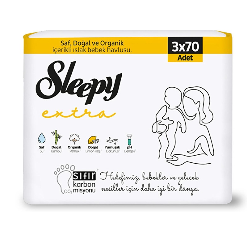 Sleepy Sensitive Baby Wipes – 210 Count (3 x 70) Hypoallergenic, Gentle Cleansing, Diaper Rash Prevention, Newborn & Sensitive Skin