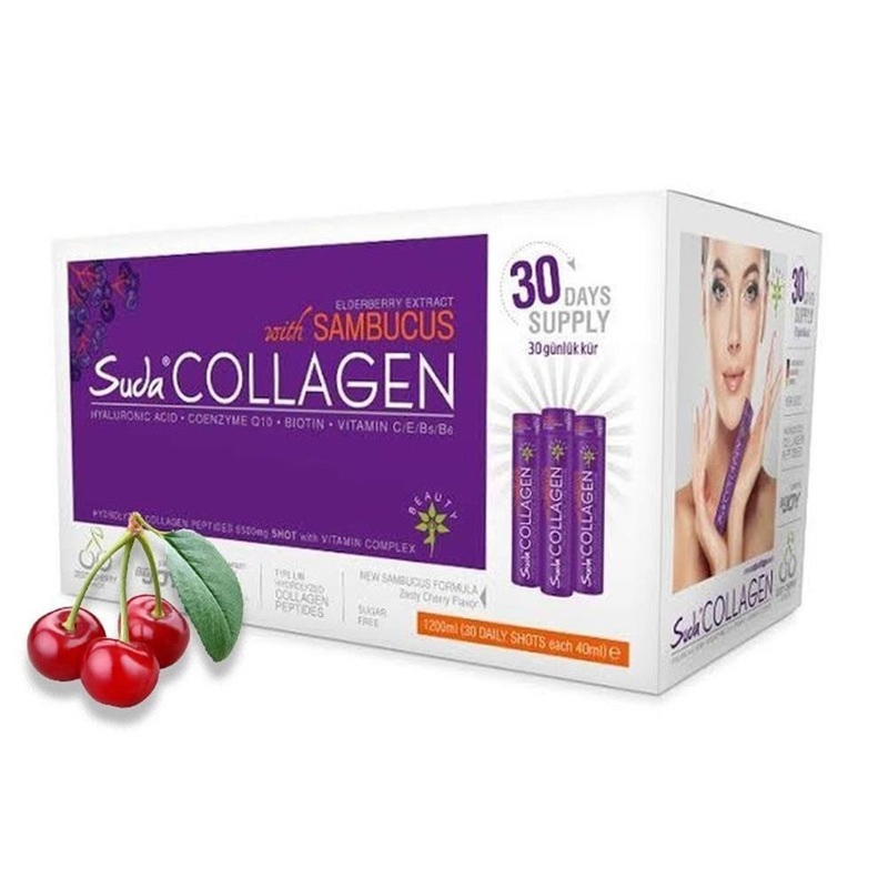 Suda Collagen Sambucus Elderberry Flavor Liquid Collagen Supplement Drink – Anti-Aging Skincare, Halal Certified, 30x40ml