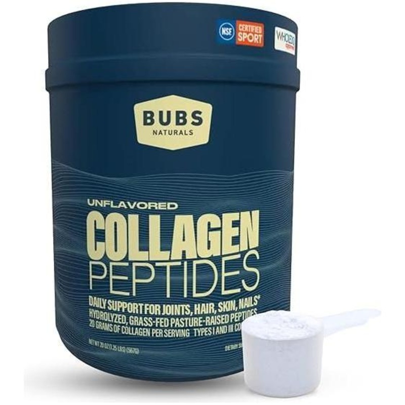 BUBS Naturals Unflavored Collagen Peptides Powder 20 oz – 567 g Unflavored 28 Servings (Pack Of 1)