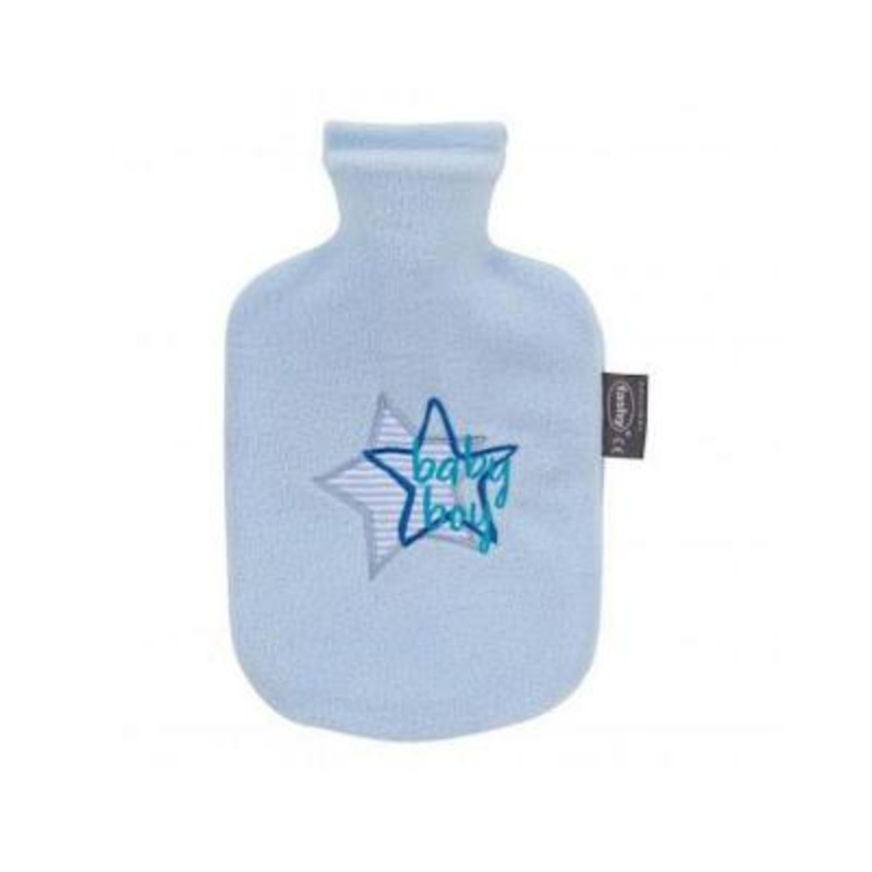 Fashy Child Hot Water Bottle: Safe, Comforting Warmth for Kids – Blue 0.8 Liter Thermophore with Protective Cover