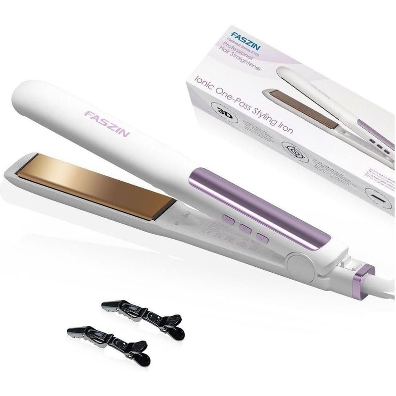 Faszin Professional Ionic One Pass Styling Iron | Titanium Hair Straightener with Negative Ion Technology