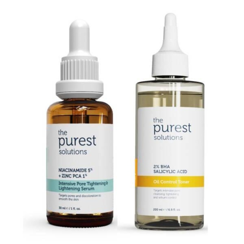 The Purest Solutions: Oily & Combination Skin Care Set – Pore Tightening Niacinamide Serum & Oil Control Salicylic Acid Toner