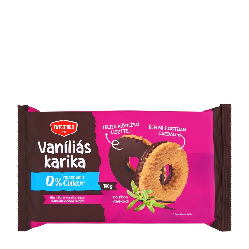 Detki Vanilla Rings dark chocolate no added sugar, 150 g