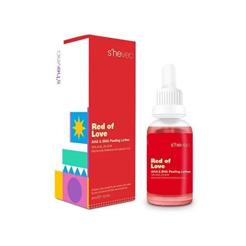 She Vec Serum AHA BHA Peeling Red of Love Resurfacing Peeling Serum – Anti-aging Skincare, Exfoliating Serum for Oily Skin