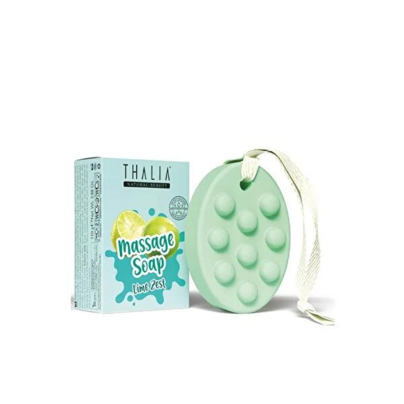 Thalia Lime Zest Massage Soap: Natural Almond Oil Soap for Moisturizing, Firming, & Invigorating Exfoliation