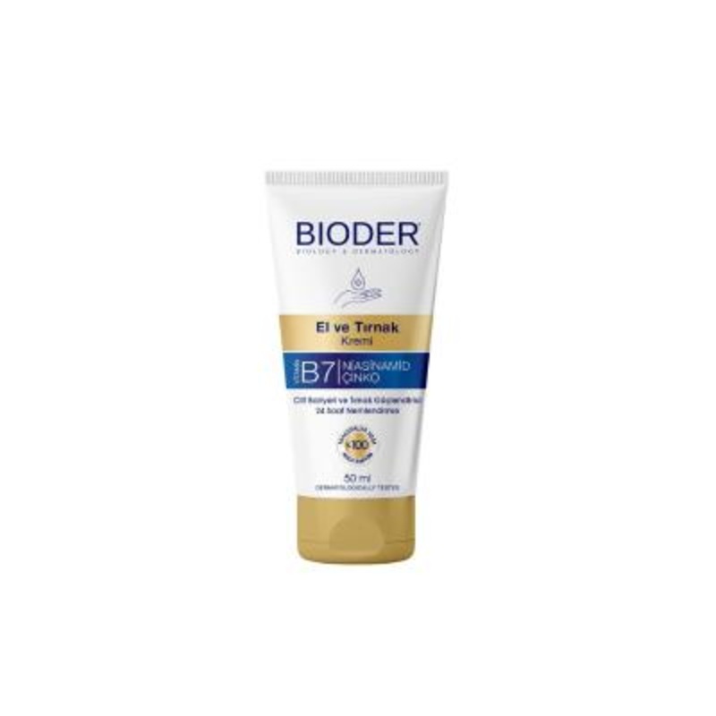 Bioder Hand and Nail Cream: Strengthens Skin Barrier, Nourishes Nails – Biotin, Niacinamide, Zinc – Dry Hands Treatment & Nail Strengthening 50ml