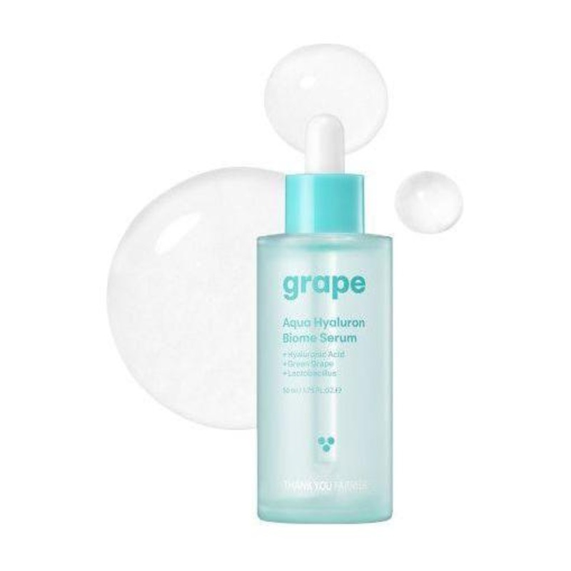 THANK YOU FARMER Grape Aqua Hyaluron Biome Serum  50ml | 10-Layer Hydration with Probiotic Complex for Radiant, Dewy Skin