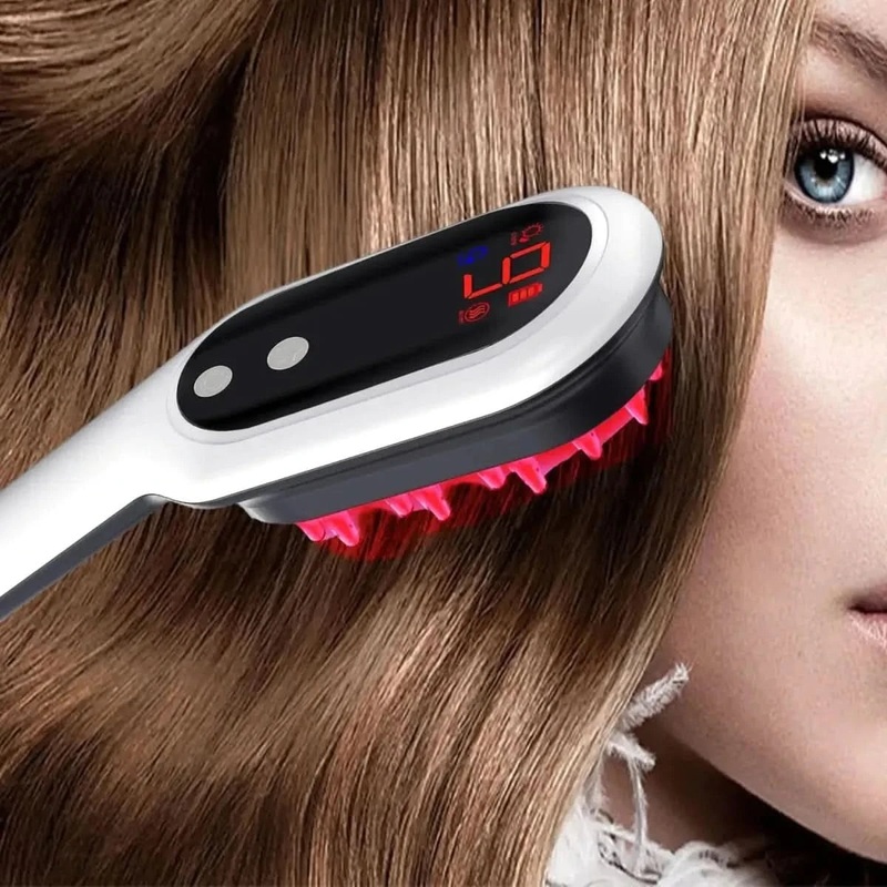 3-in-1 Wireless Massage Comb  Scalp Massager, Heat Therapy & Detangling Brush | Rechargeable & Portable Black Red