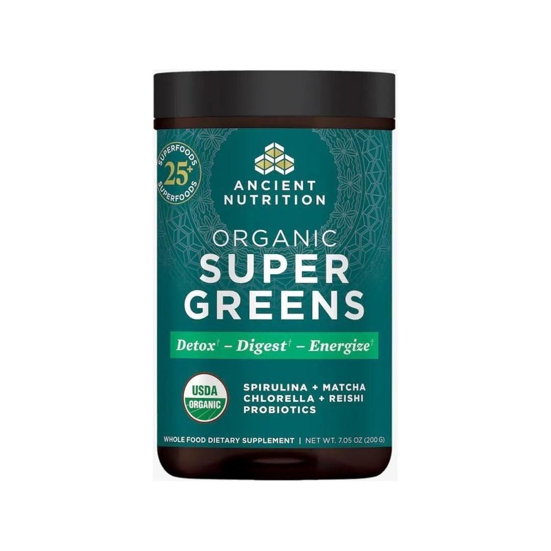 Ancient Nutrition Organic SuperGreens  Greens Flavour | Daily Detox, Energy & Gut Support 25 serv