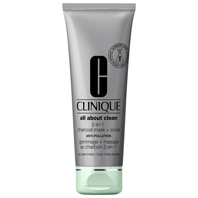 Clinique All About Clean 2-in-1 Charcoal Face Mask + Scrub | Deep Pore Cleansing, Exfoliating, & Oil Control for Clearer Skin