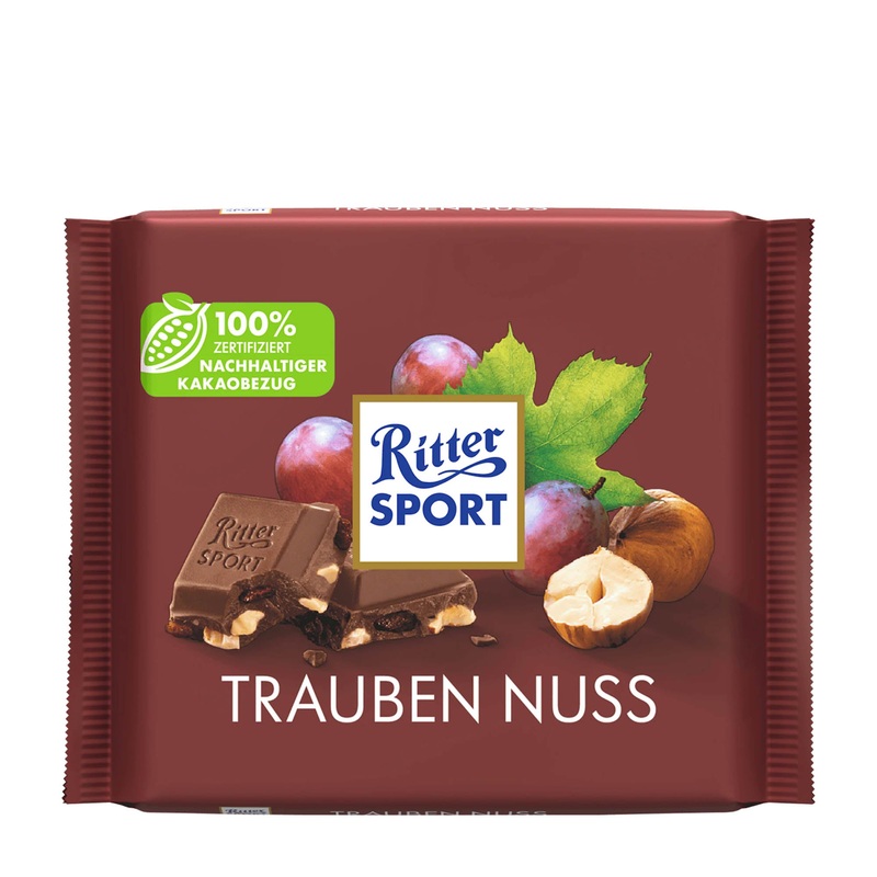 Ritter Sport Raisin Hazelnut milk chocolate bar, 100 g