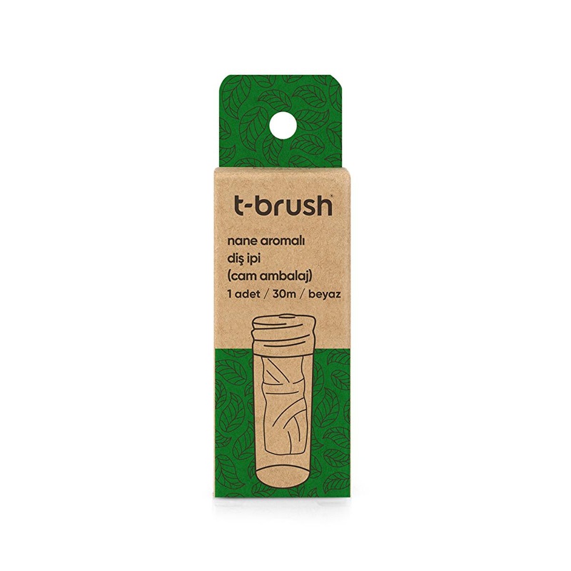 T-Brush Natural Mint Dental Floss: Vegan, Biodegradable, & Plastic-Free in Refillable Glass – Eco-Friendly, Sustainable Oral Care