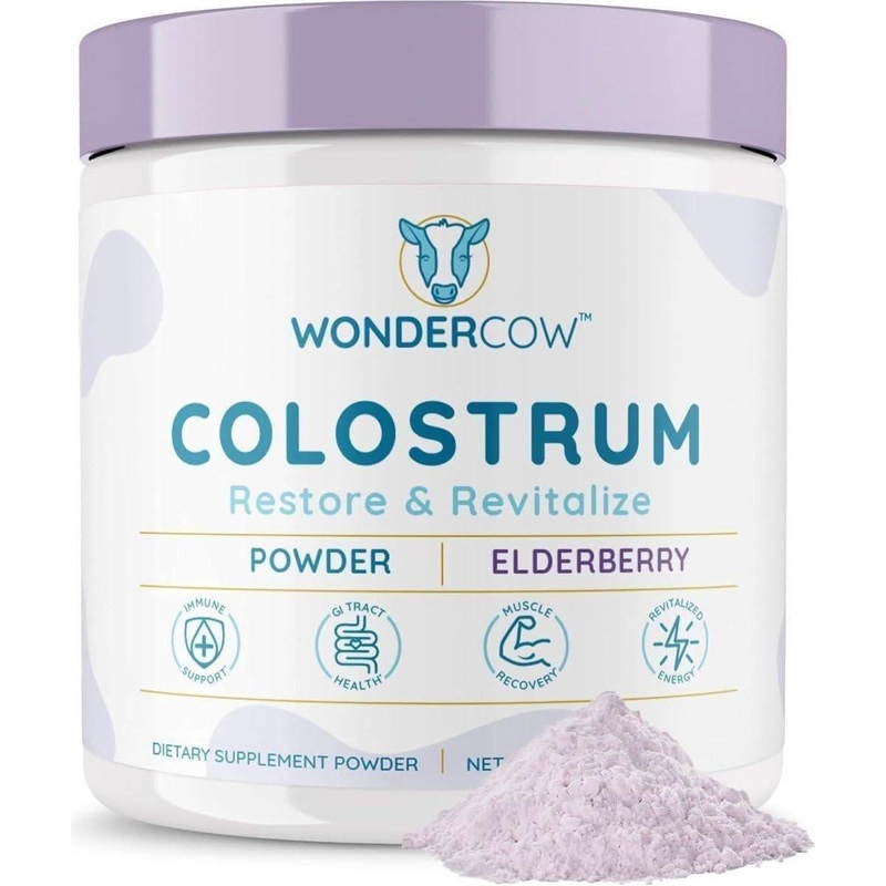 Wonder Cow Colostrum Supplement Powder – Elderberry | 60 Servings | Immune & Gut Health Support Elderberry 60 Serving