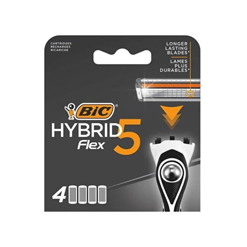 BIC Flex5 Hybrid Men’s Razor Blades – 4 Refill Cartridges – Ultra Close Shave, Sensitive Skin, Flexible Titanium Blades