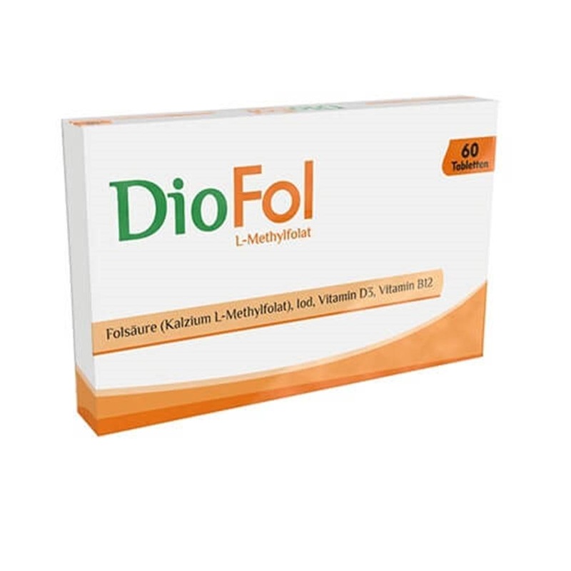 Diofol – Dietary Supplement Tablets for Adults – L-Methylfolate, Vitamin D3, B12, Iodine – 60 Tablets