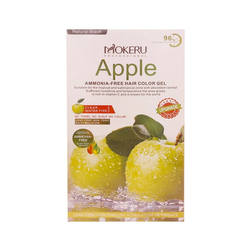 Mokeru Apple Amonia Free Hair Color Gel – 500ml*2 Natural Black