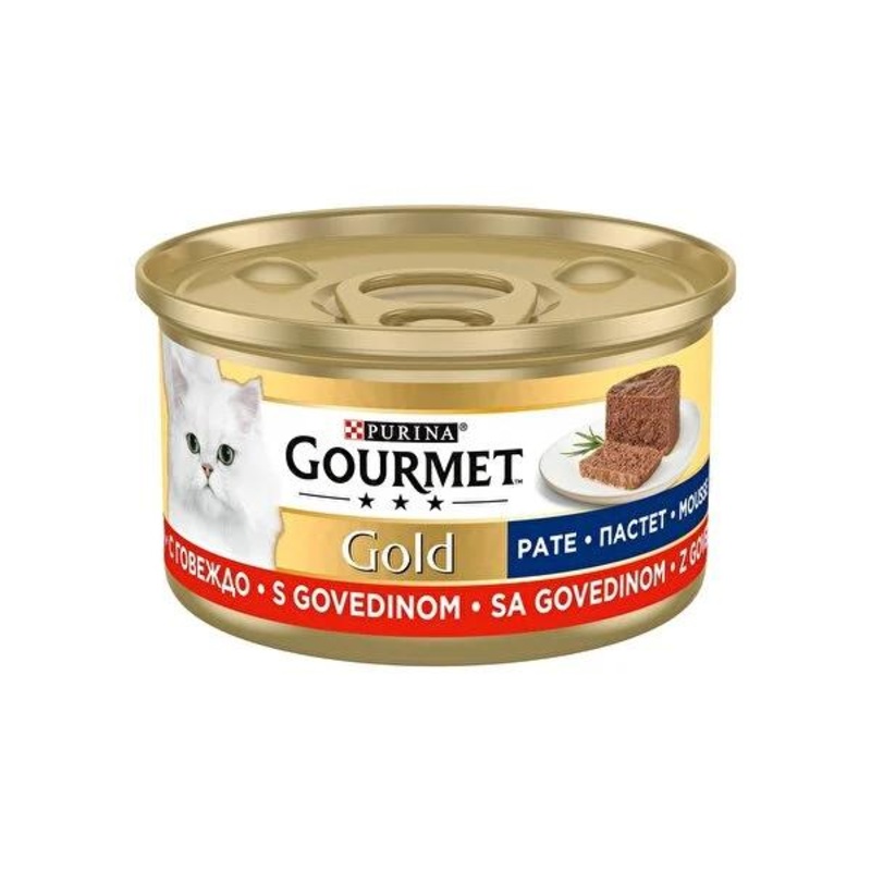Purina Gourmet Gold: Beef Pat Canned Cat Food – Complete Adult Nutrition, Delicious & Fresh (85g)