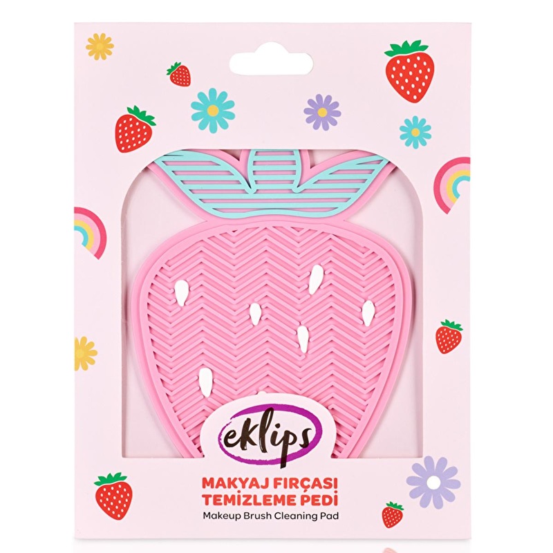 Eklips Strawberry Makeup Brush Cleaning Pad – Soft Silicone, Deep Cleansing, Portable Brush Cleaner for Flawless Skin