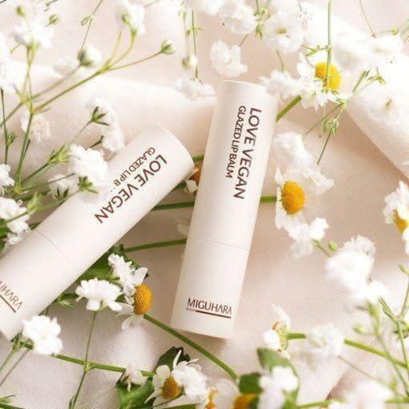 MIGUHARA Love Vegan Glazed Lip Balm  2 Colors | Nourishing, Glossy Hydration | 4g #01 Pink Mellow