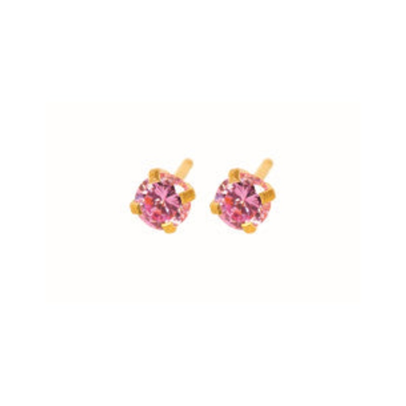 Fashion Sense Earrings G/P 4MM PINK CZ pair