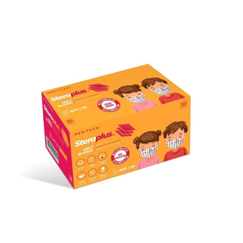 Steraplus Children’s Face Masks – 50 Pack Patterned Kids Disposable Masks with 3-Layer Protection