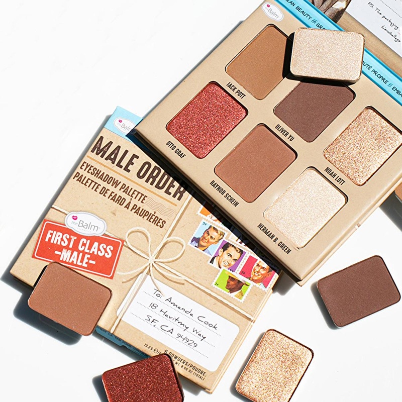 theBalm Male Order Eyeshadow Palette – First Class Male – Pigmented, Organic Jojoba & Grape Seed Oil Eye Makeup – Mini Palette for Stunning Looks