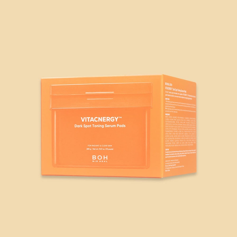 BIO HEAL BOH Vitacnergy Dark Spot Toning Serum Pads  280g / 70 Pads | Brightening Pads with Vitamin C for Pigmentation & Dullness