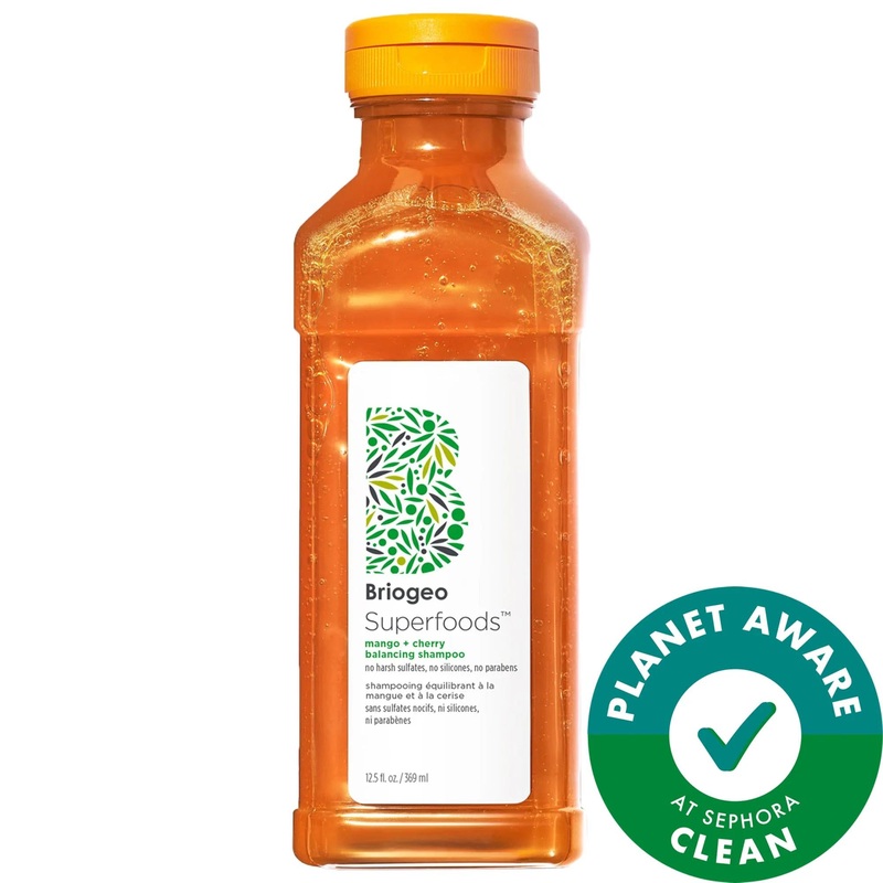 Briogeo Superfoods Mango & Cherry Oil Control Balancing Shampoo: Vegan, Cruelty-Free & Sulfate-Free for Oily Hair & Scalp | Natural & Recyclable