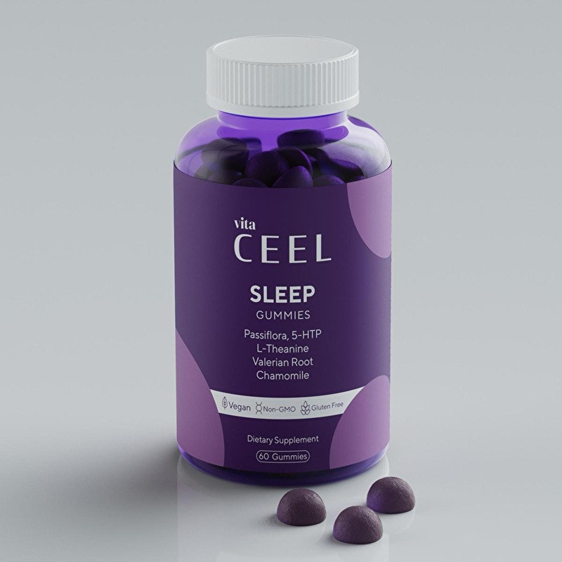 Vita Ceel Vegan Sleep Support Gummies: Natural Herbal Sleep Aid with Passiflora, L-Theanine & Chamomile – Non-Habit Forming, Improve Sleep Quality